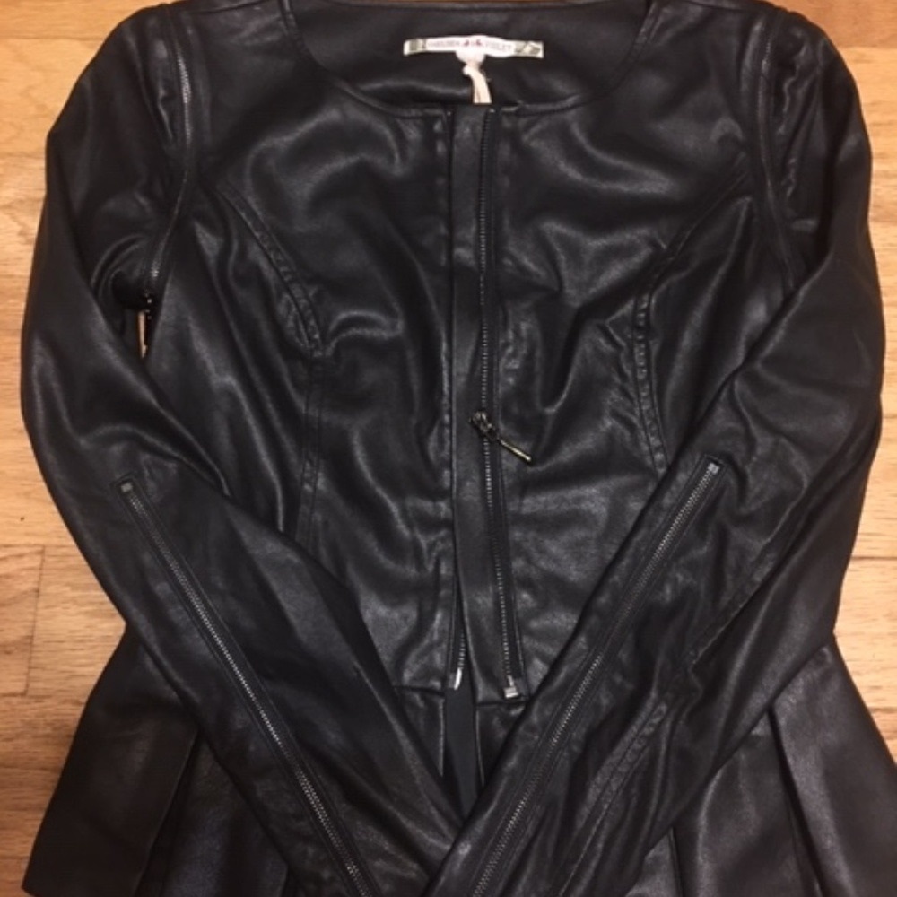NWT Chelsea & Violet Faux Leather Peplum Jacket SM